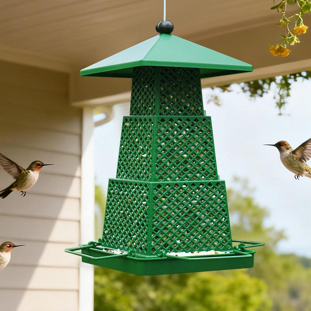 Wild Bird Feeders with Square Tray Squirrel-proof Large Bird Feeder Outdoor Decorations for Hummingbird Chickadee Garden Yard