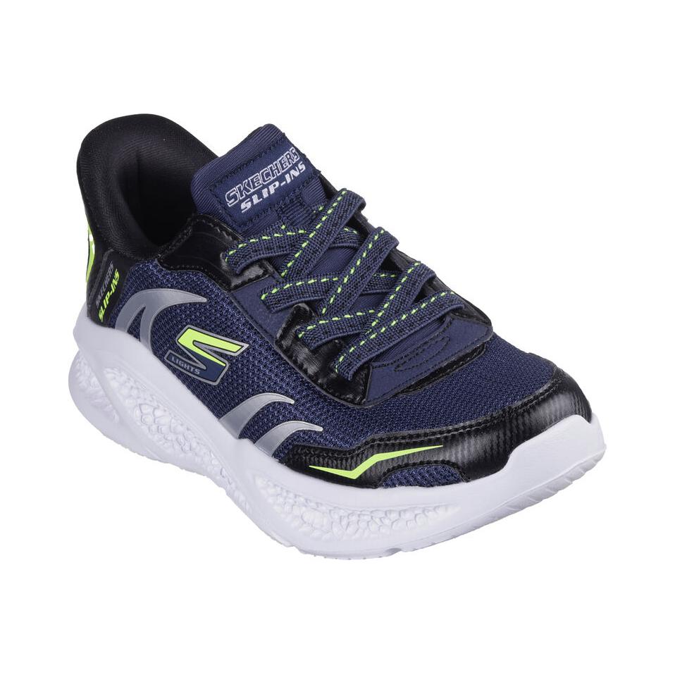 Skechers Детские S-Lights: Метеоритные огни Удобные Универсальные Низкие Повседневные Кроссовки Детские кроссовки Синий Черный 403848L-NVBK