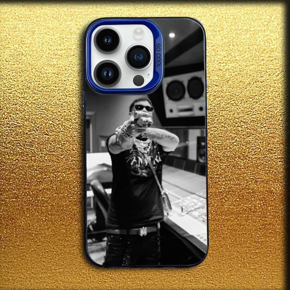 Чехол для телефона рэпера A-Anuel AA Real для iPhone 16,15,14,13,12,11,Mini,Pro,MAX Синий Матовый Силиконовый Чехол