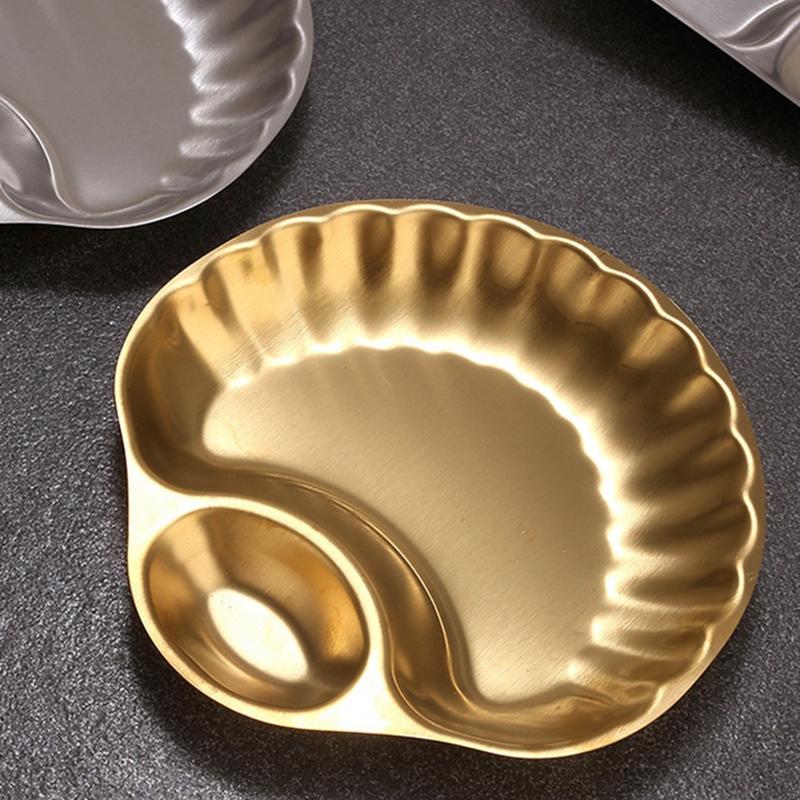 Французский Ретро Форма Ракушки Нержавеющая Сталь Картофель Фри Жареная Курица Тарелка для Закусок Домашнее Хранение Декоративные Тарелкипрочная Нержавеющая Сталь