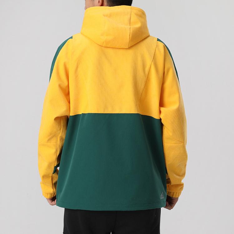 adidas Ветровка с капюшоном в стиле колор-блок, мужские куртки, желтый GM4453