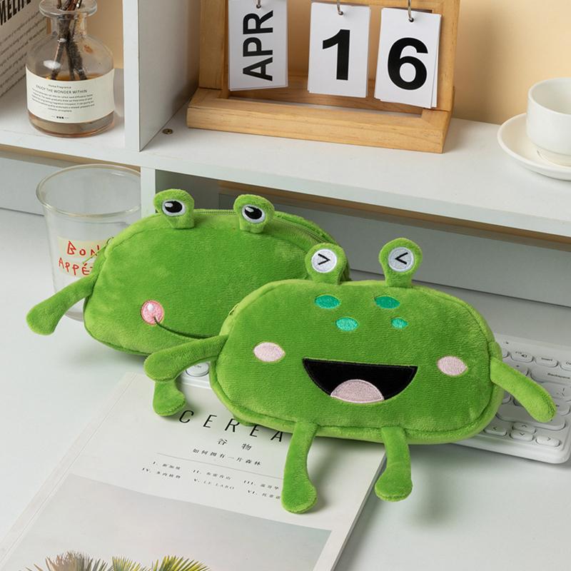 1 шт. настольный органайзер большой рот лягушка ручка сумка большой емкости косметичка пеналы плюшевые молнии канцелярский мешок для школы и офиса