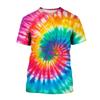 Новая красочная 3D-печать с узором тай-дай, большая мужская футболка, модная повседневная футболка с круглым вырезом, летние топы