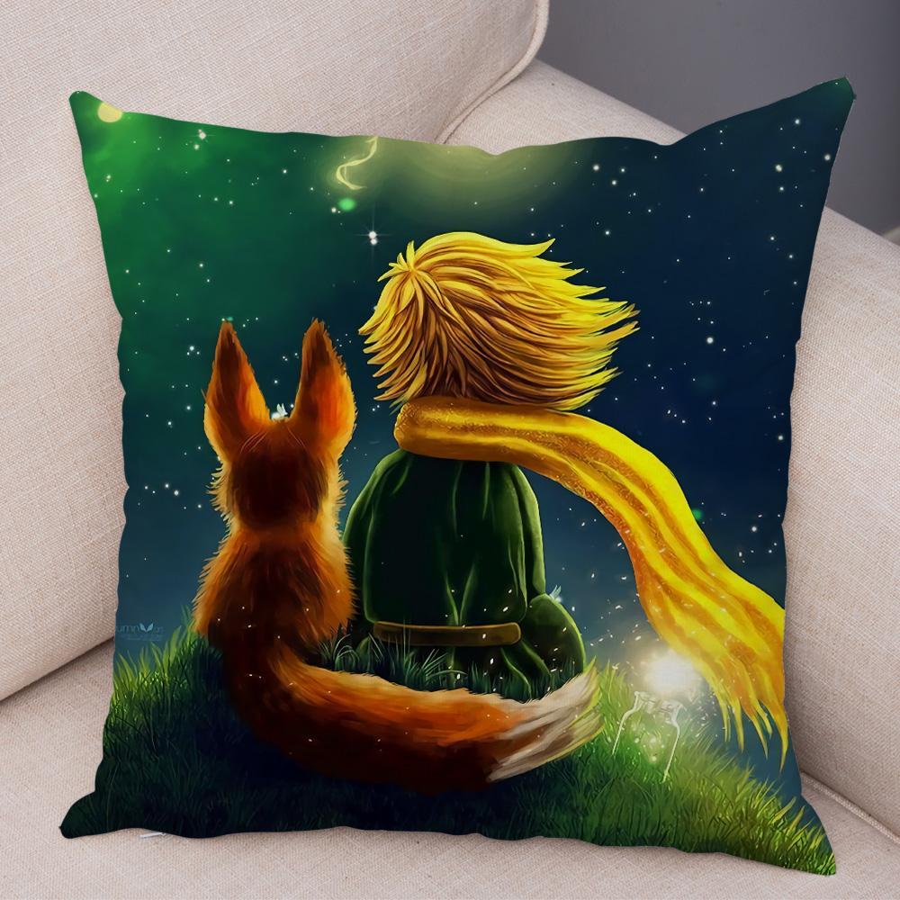 Little Prince Cushion Cover Decor France Anime Cartoon Print Pillow Case for Sofa Home Children Room Soft Plush Throw Pillowcase