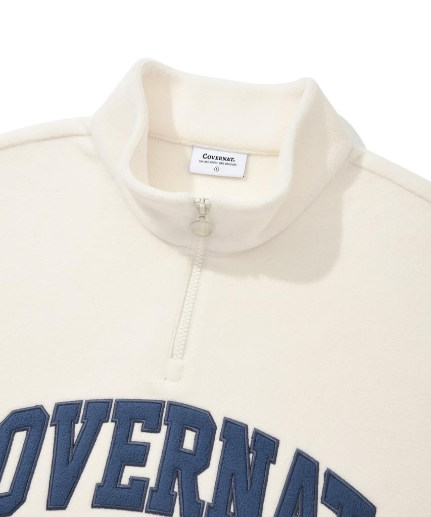COVERNAT Arch Logo Fleece Half Zip Sweatshirt Ivory