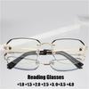 Fashion Business Reading Glasses Polygonal Rimless Farsighted Glasses Luxury High-definition Anti-blue Light Eyewear To +4.0