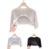 Sunscreen Tops Women Short Sleeve Round Neck Tee Shirt Solid Color Thin Perspective Effect