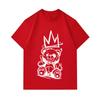Men's 100% Cotton Crew Neck Short Sleeve T-Shirt, Hand Drawn Stitched Teddy Bear with Crown Print Casual Comfortable Streetwear Top for Daily Wear