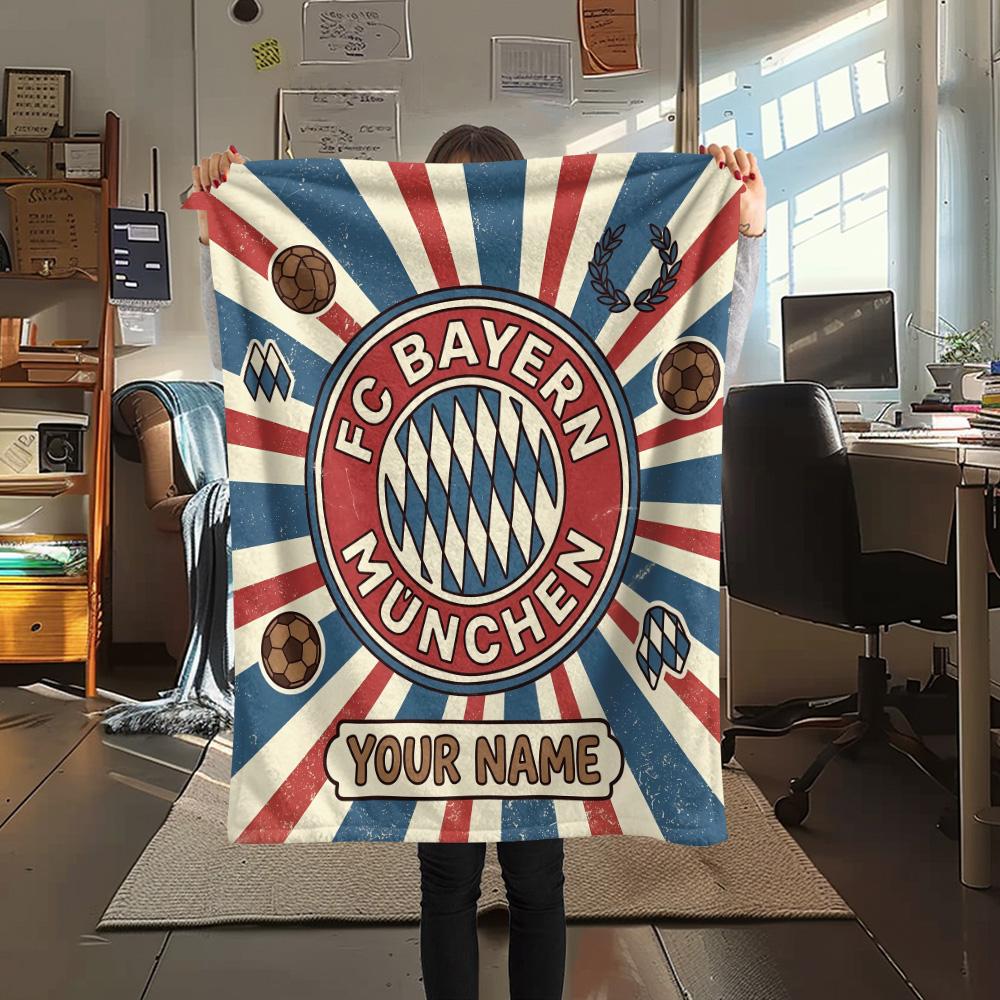 Custom Name Bayern Munich Flannel Blanket, High quality Comfortable for All Seasons, Home Decor, Warmth and Comfort