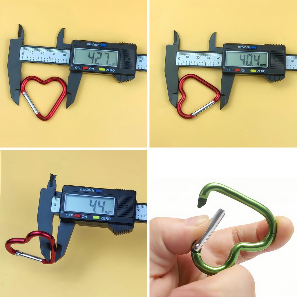 Heart-shaped Aluminum Carabiner Key Chain Clip Outdoor Camping Keyring Spring Hook Water Bottle Hanging Buckle Travel Accessory