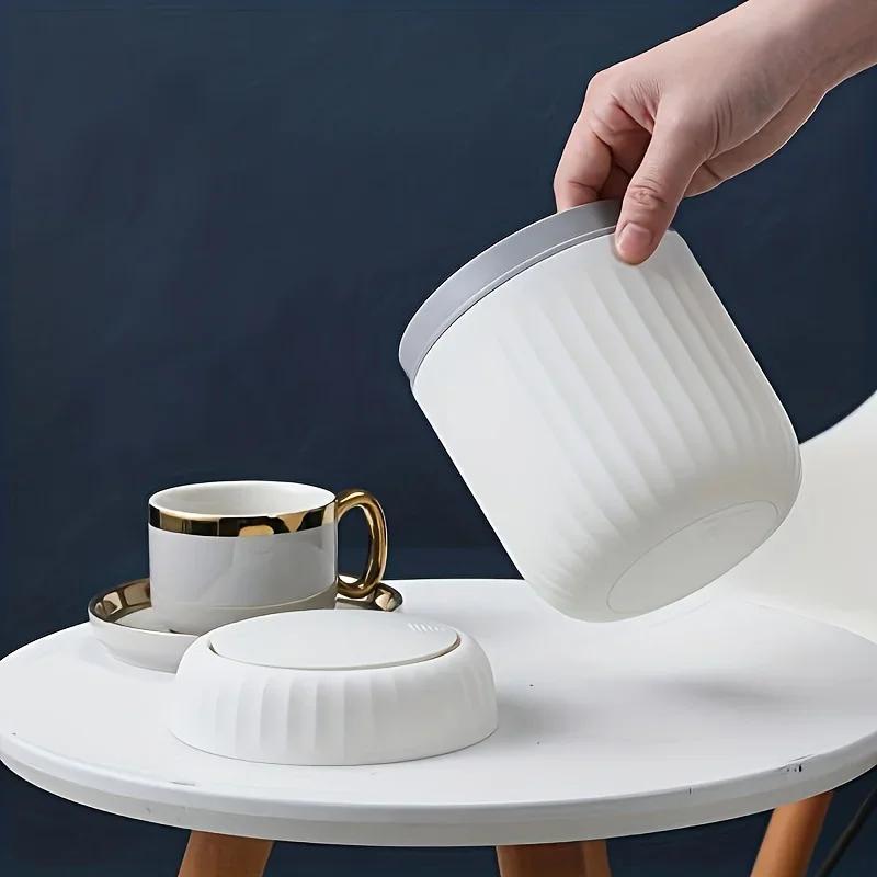 Luxury Press Top Mini Trash Can with Lid Small Plastic Waste Bin for Office Living Room Bedroom Study Kitchen Desktop