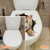 Наклейка на туалет для кошки, водонепроницаемая, съемная, самоклеящаяся, из ПВХ, для гостиной, ванной комнаты, настенное искусство, 3D-эффект, имитация сиденья для унитаза с изображением котенка