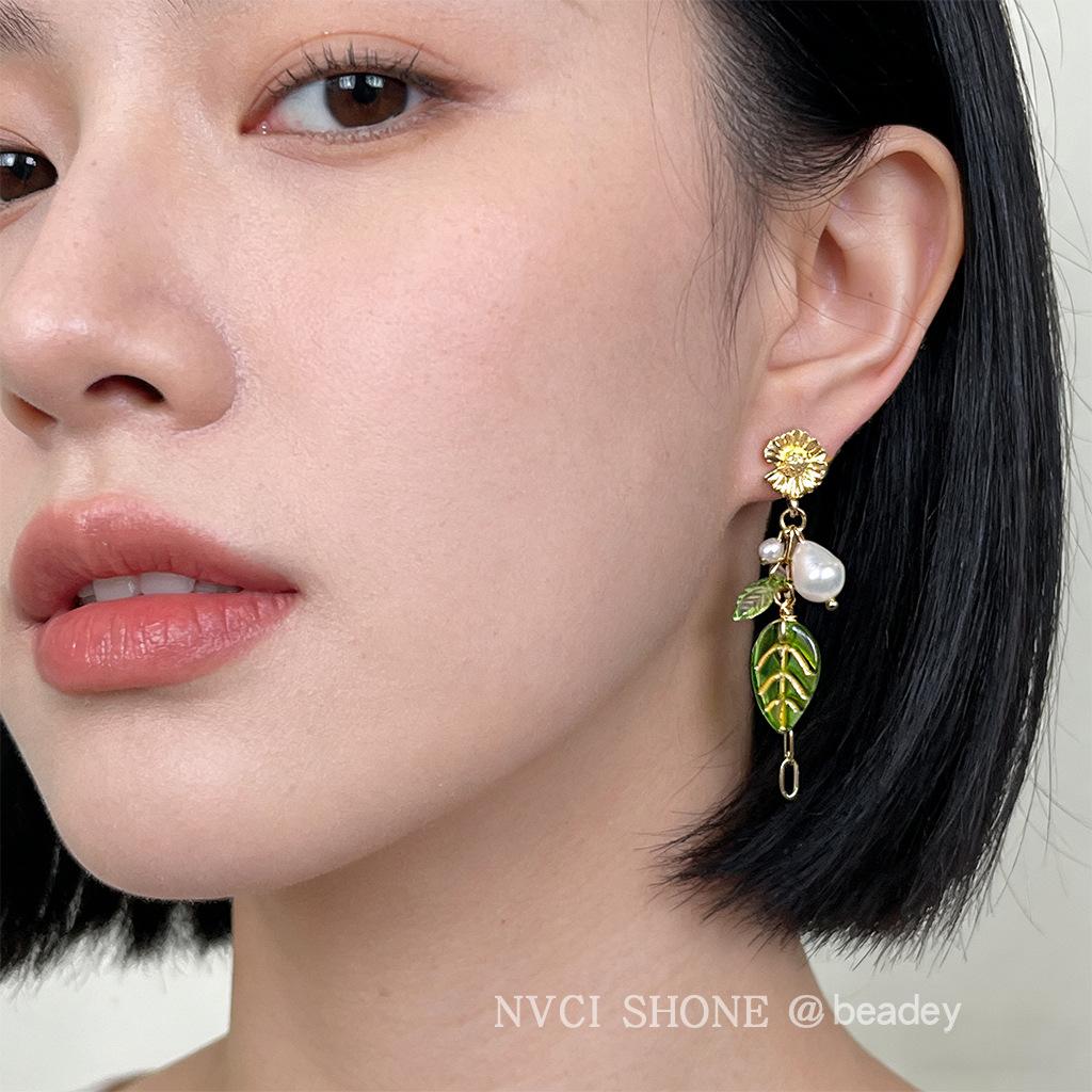 Fresh and sweet pastoral freshwater pearl handmade design sensual long fringed earrings earrings