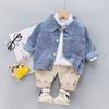 Children's Autumn Boys Girls Baby Denim Jacket Set T Blood Pants Set