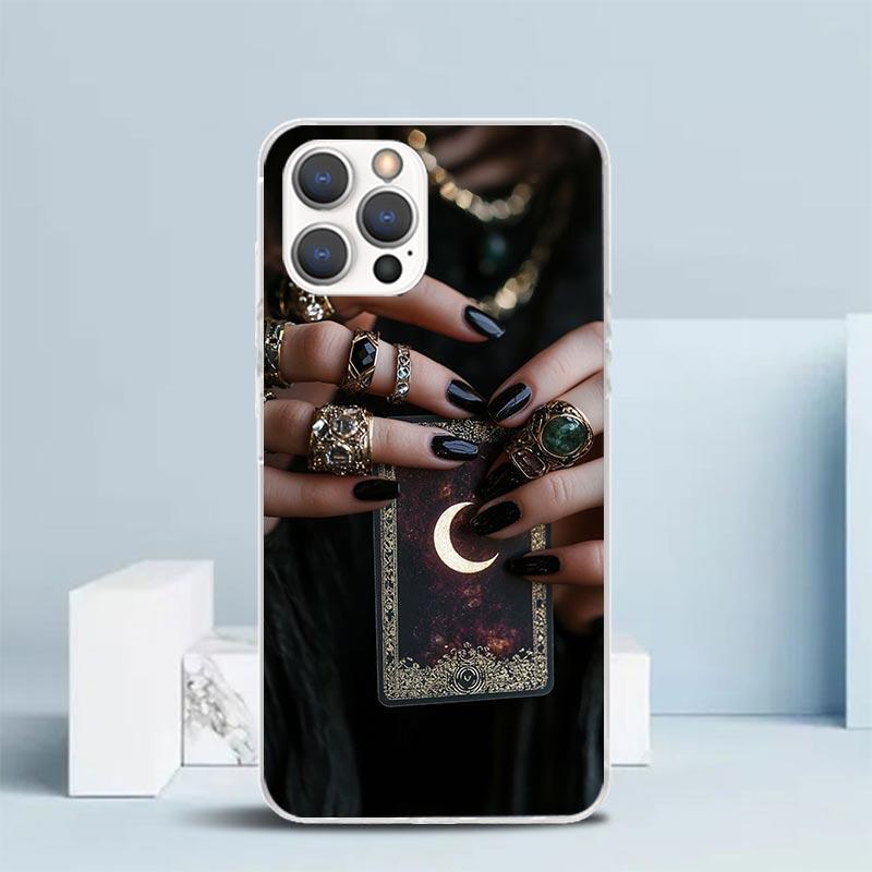 Чехол-книжка с принтом карты Таро "Ведьма" для iPhone 16 17 Air 15 14 Pro Max 16E Чехол для телефона 13 Mini 12 11 7 SE 8 С рисунком Подходящие чехлы 16 17