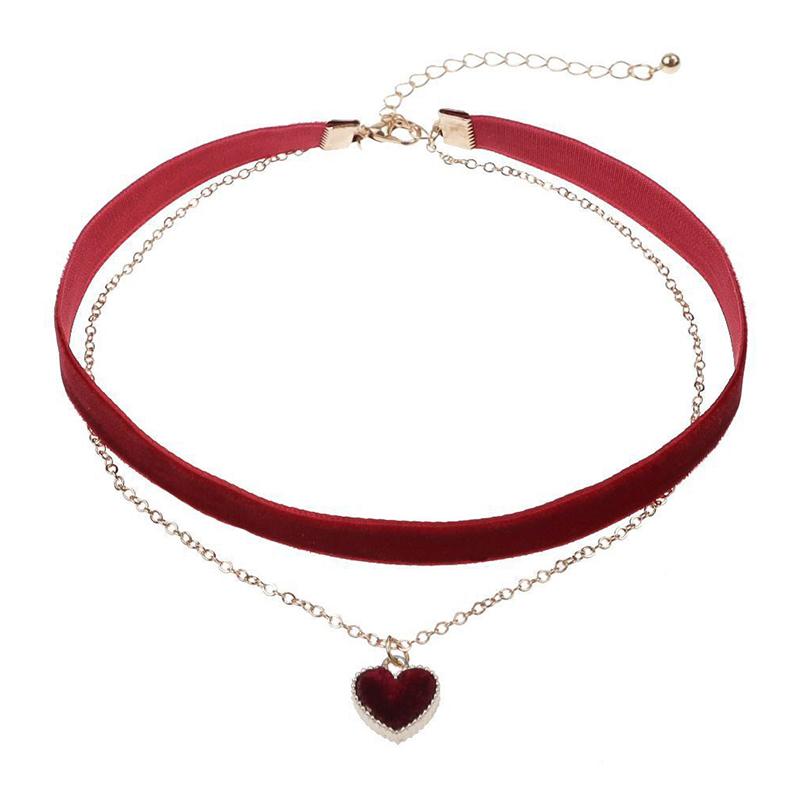 Классический бархатный чокер-ожерелье с подвеской в форме сердца для женщин, милая индивидуальная подвеска, ювелирное украшение, подарок на день святого Валентина
