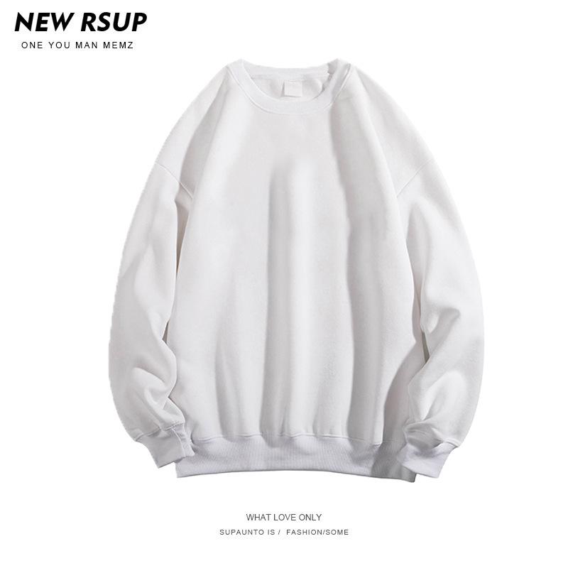 Мужская толстовка из утолщенного бархата осень/зима плюс - модная белая футболка с круглым вырезом