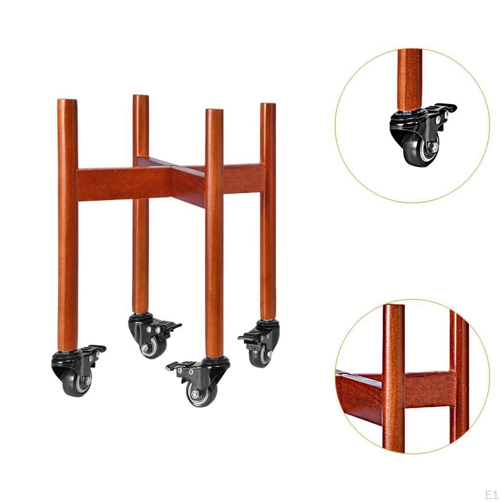 Plant Stand with Wheels Mobile Pot Rack Wood Holder Display Shelf Dolly Rolling