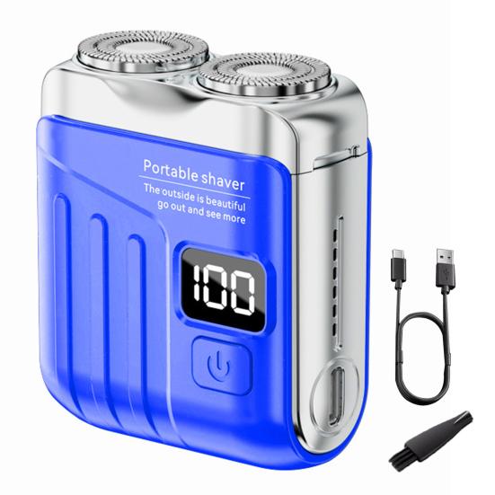 Мини-электробритва с двойными кольцами и светодиодным дисплеем, перезаряжаемая через USB, водонепроницаемая, для влажной и сухой стрижки