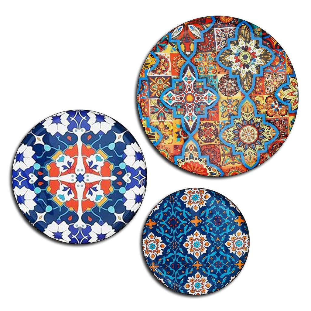 Metal Decorative Wall Plates | Home Decoration | Turkish Art Design | Living Room Wall Decoration | Décor Items | Gift Items (Multicolour) (Set of 3)