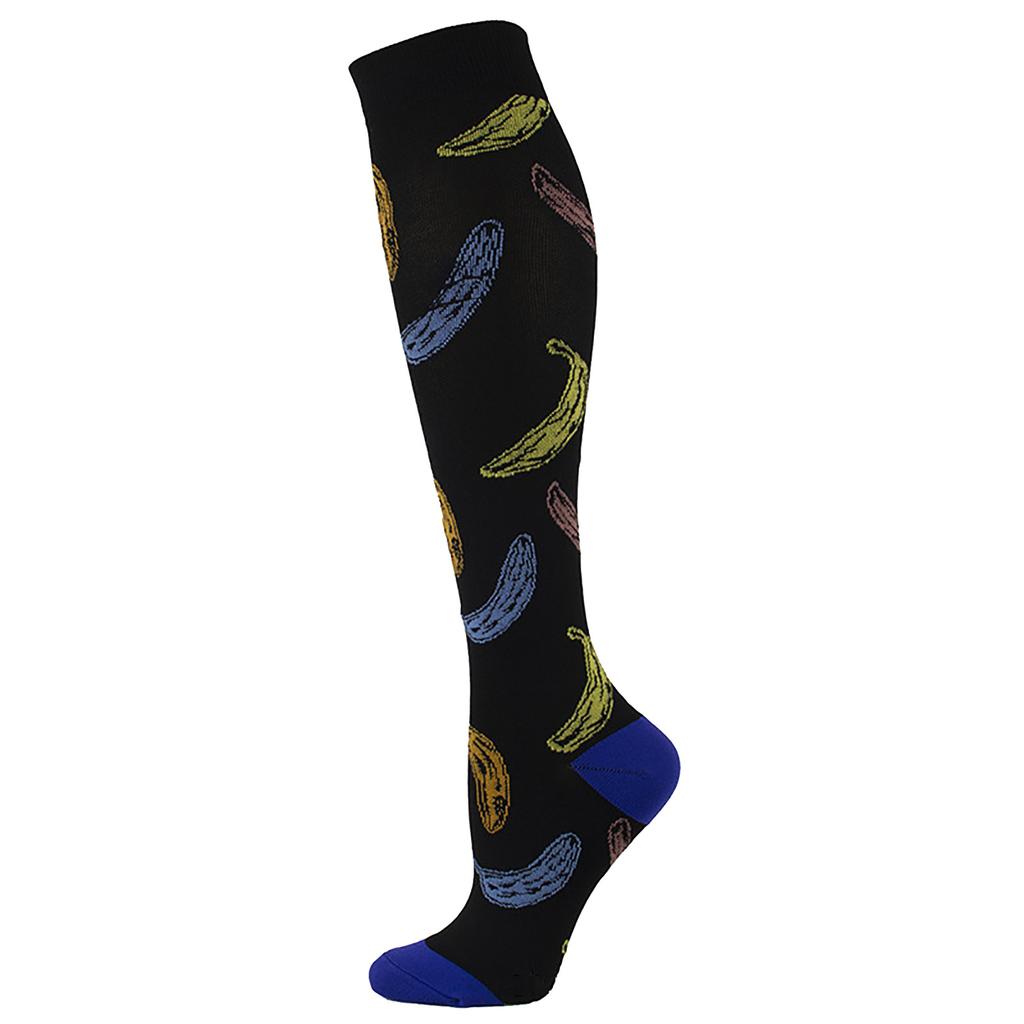 Women's Absorb Sweat Print Nylon Long Tube Compression Outdoor Sports Socks