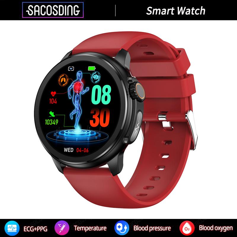 SACOSDING 1,43-дюймовый HD-экран, Bluetooth-вызов, ЭКГ, умные часы для мужчин и женщин, кровяное давление, кислород, частота сердечных сокращений, трекер упражнений, ET481