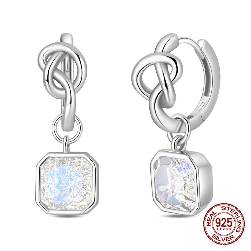 New Original S925 Silver Lucky Four-Leaf Clover French Women's Earrings Fashion Party Anniversary Jewelry Gift