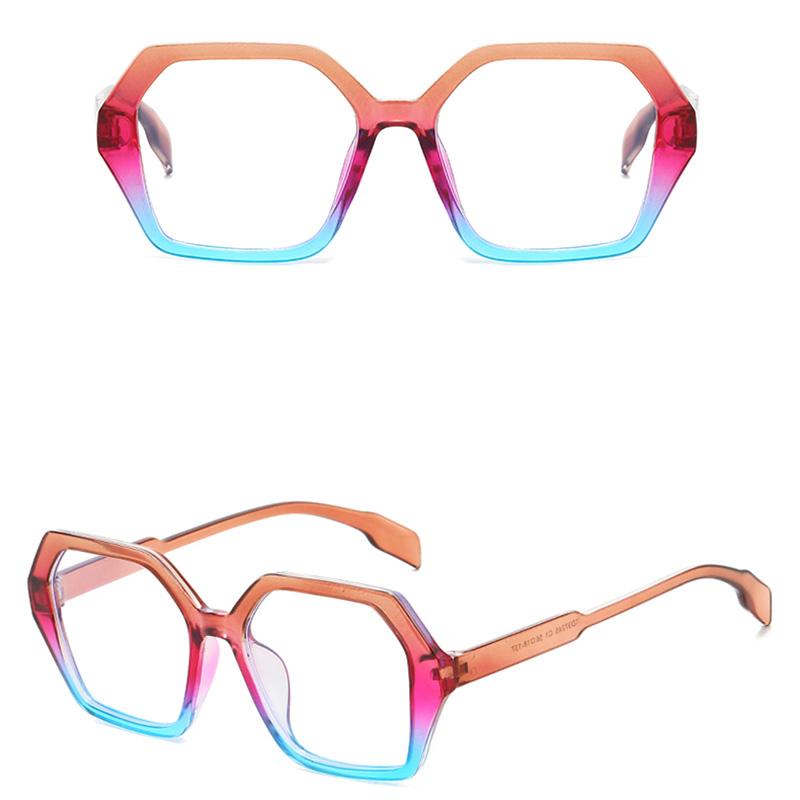 New Fashion Polygon Blue Light Blocking Glasses Large Frame Colorful Computer Eyewear Unisex Optical Frames