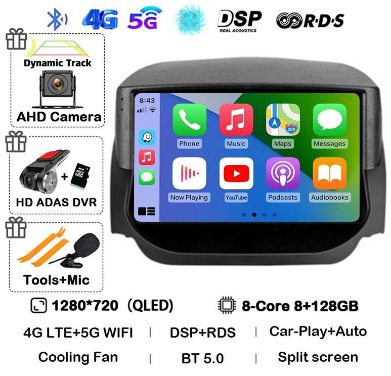 Android 14 Carplay Auto для Ford EcoSport Eco Sport 2014 2015 2016 2017 2018 Автомобильный радиоприемник GPS 4G+WIFI Мультимедийный стереоплеер QLED