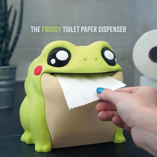 Диспенсер для туалетной бумаги Лягушка Веселый интерактивный откидной живот 3D-печать Контейнер для рулонной бумаги Коробка для салфеток Лягушка Украшение для ванной