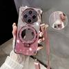 Чехол-подставка с зеркальным покрытием и шнурком через плечо для Vivo X300 Pro, блестящий противоударный силиконовый чехол