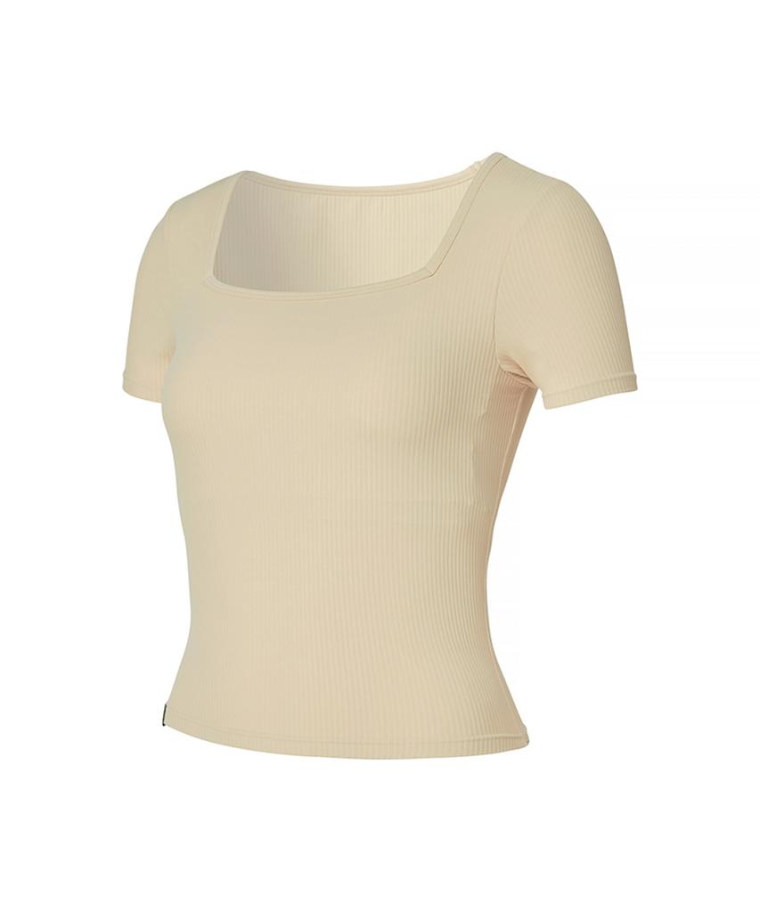 XEXYMIX Soft Ribbed Square Neck Top Warm Skin