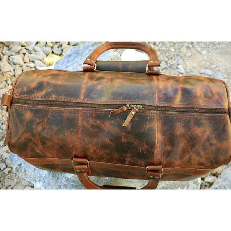Leather Duffle Bag Travel Duffle Bag for Men Women Weekender Overnighter Gym Bag Leather Holdall Best Groomsmen Valentine Gifts