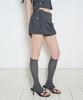 Iligo Mandarin Button Pintuck Skirt Pants Charcoal