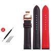Genuine Leather Bracelet Carbon Fiber Grain Watchband Red Stitching 18mm 20mm 22mm Watch Band Strap Accessories Butterfly Buckle