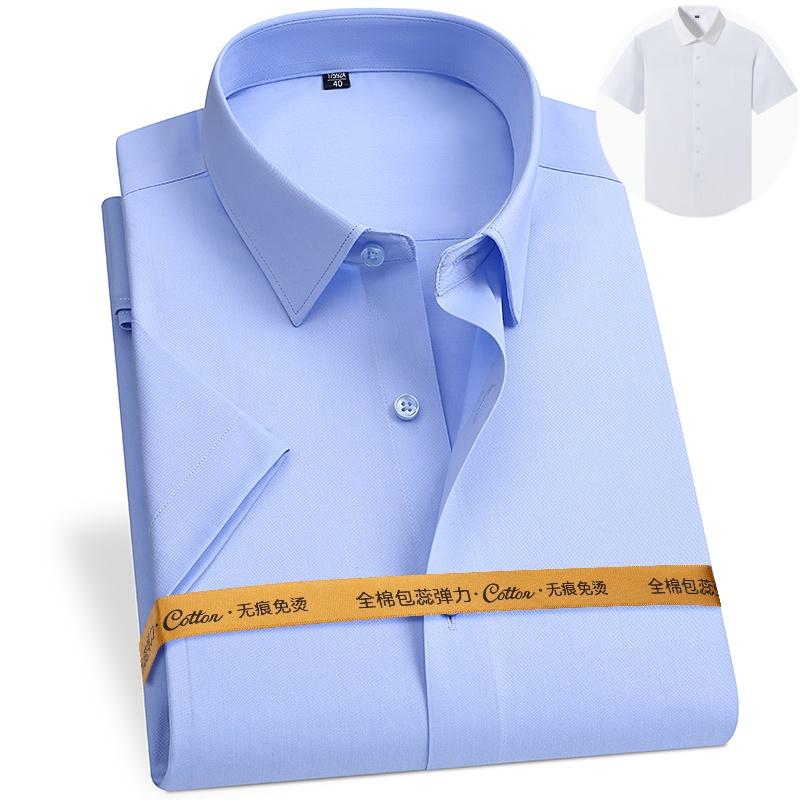 8XL Без морщин 80% Хлопок 15% Эластичный Шелк 5% Спандекс Не требует глажки Деловые Офисные Мягкие Уютные Микроэластичные Рубашки с Длинным Рукавом Мужские