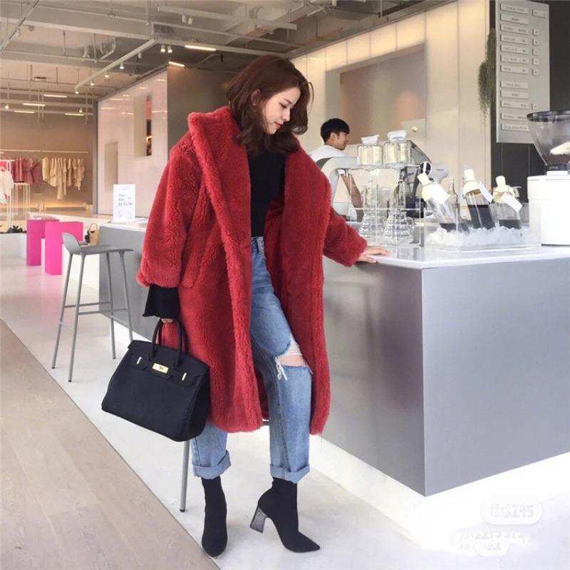 Пальто из овечьей шерсти с овечьей шерстью, женская модель, меховой силуэт, интегрированный мех