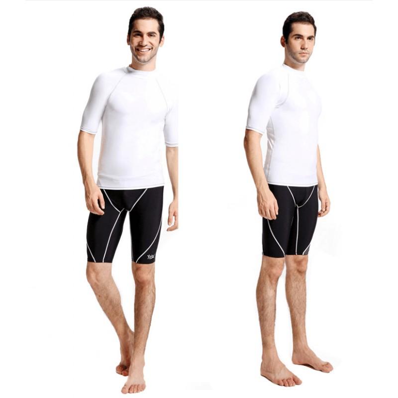 Мужская быстросохнущая рубашка с защитой от солнца (rash guard) с коротким рукавом, UPF 50, купальная одежда, для дайвинга, серфинга, снорклинга, водных видов спорта