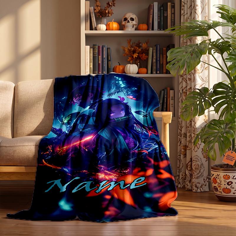 Demon Slayer Custom Flannel Blankets Soft Warm Cozy Throws for Home Decor Holiday Gifts