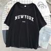 New York Usa City Letter Graphic T Shirts For Women Breathable Cotton T-Shirt Street Tee Shirtstreet Oversized Short Sleeve
