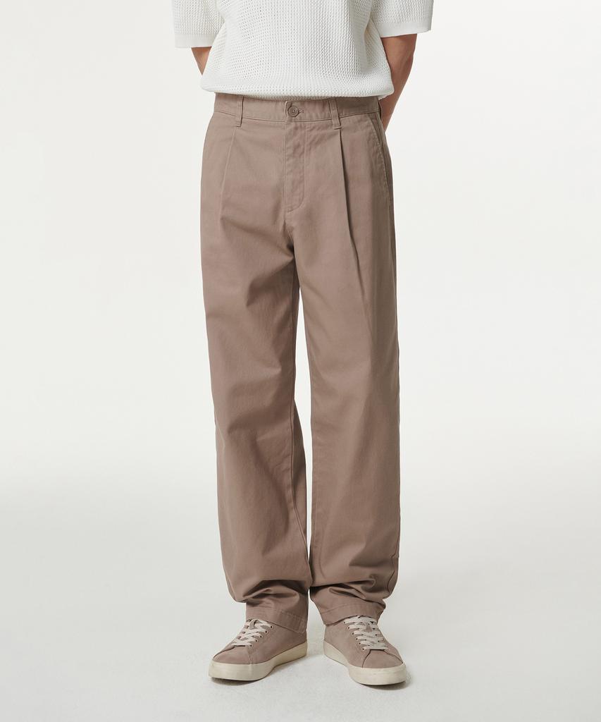 MUSINSA STANDARD One-Pleat Regular Fit Chino Pants [Mocha Beige]