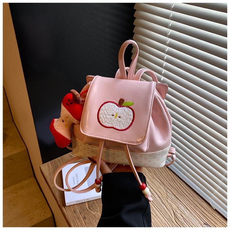 Cartoon Apple Flip Women's Backpack Fashion Niche Design Sweet Polka Dot Cute Mini Backpack