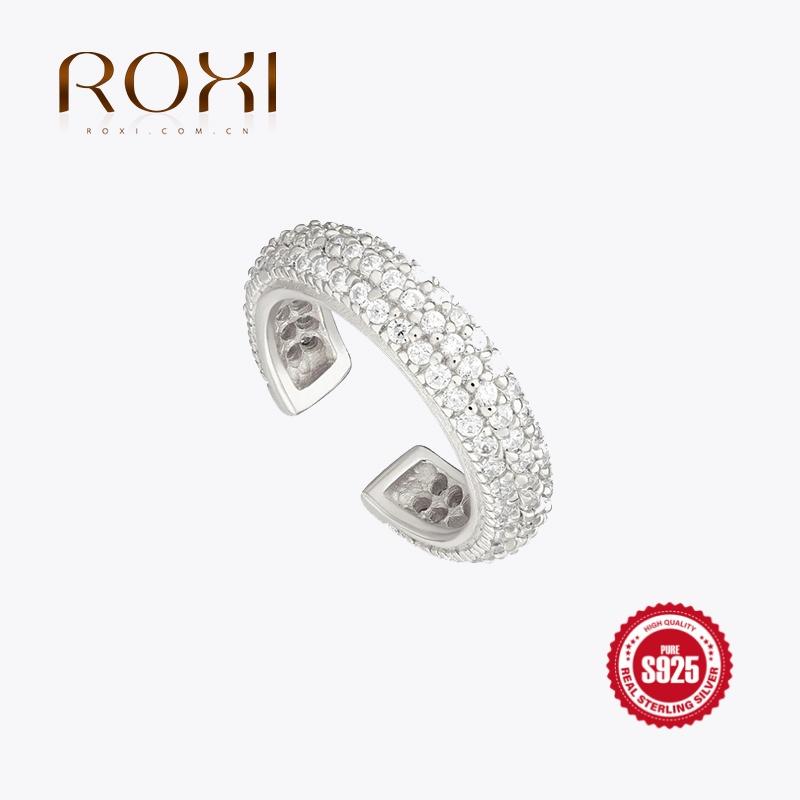 ROXI Роскошный трехрядный циркониевый зажим-кафф на ухо, серьги без прокола для женщин и девушек, в стиле Бохо, 925 пробы, клипса