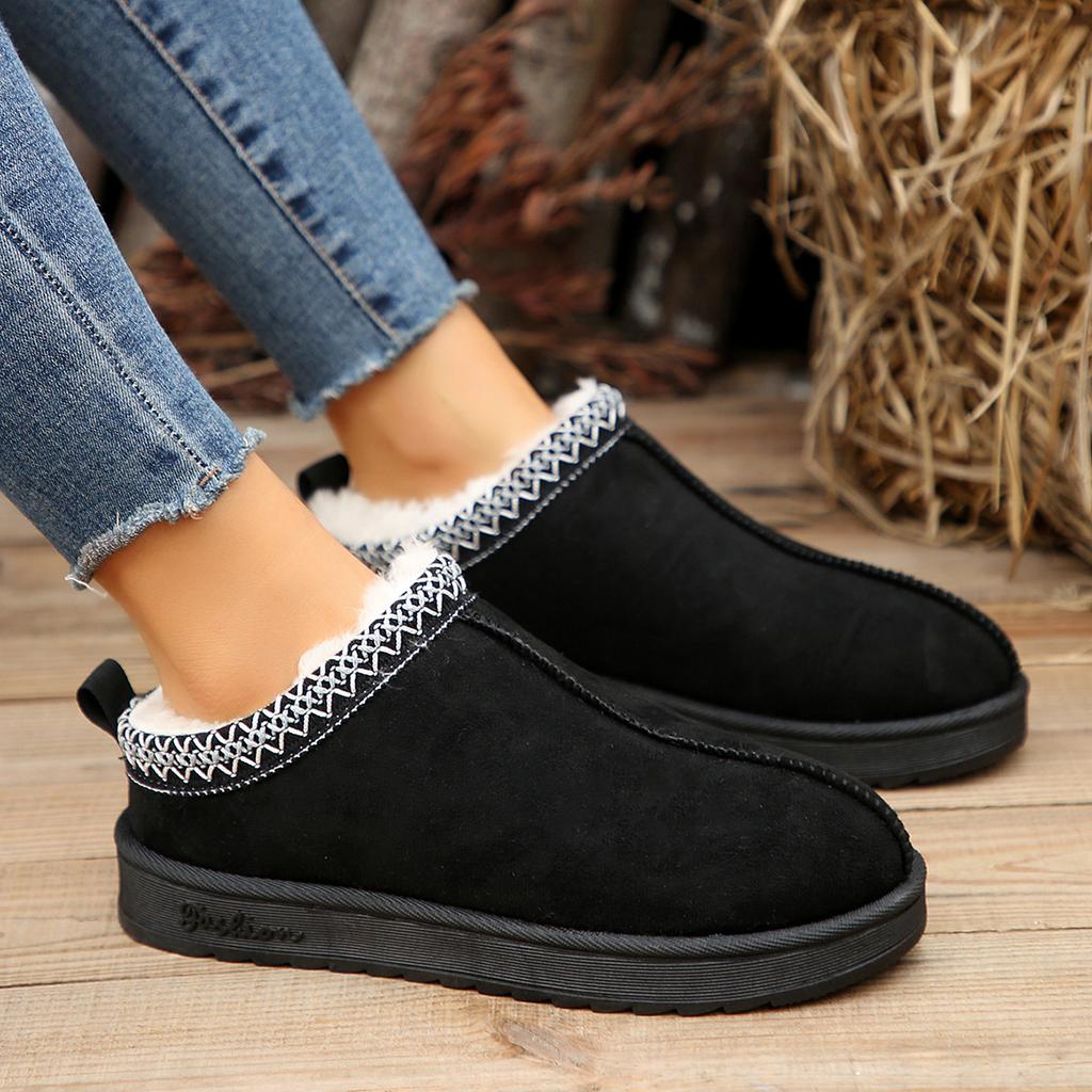Women's Wool Slippers Warm Platform Wool Low-top Snow Boots Slippers Women's Outdoor Anti-Slip Boots Shoes for Women