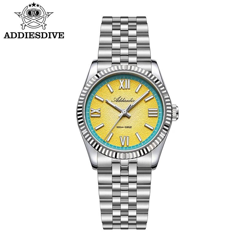ADDIESDIVE Top Brand Women Quartz Watch New Luxury VH31 Sapphire Crystal Steel Watches for Woman Luminous 100m Waterproof Sport
