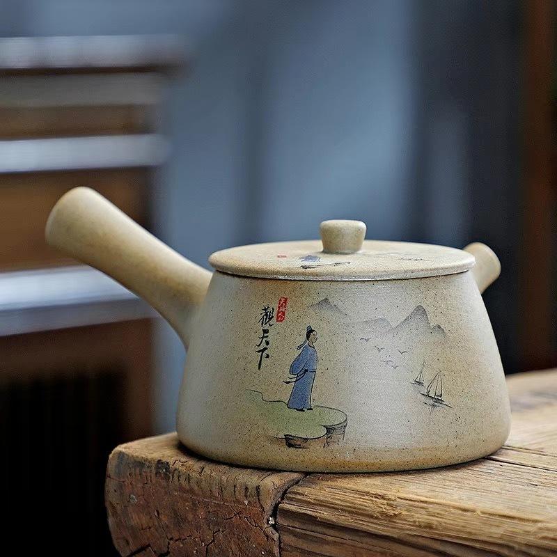 Изысканный керамический чайник Китайская классика грубая керамика чайник ручка керамика чайник черный зеленый фиолетовая глина сырая руда чайный набор
