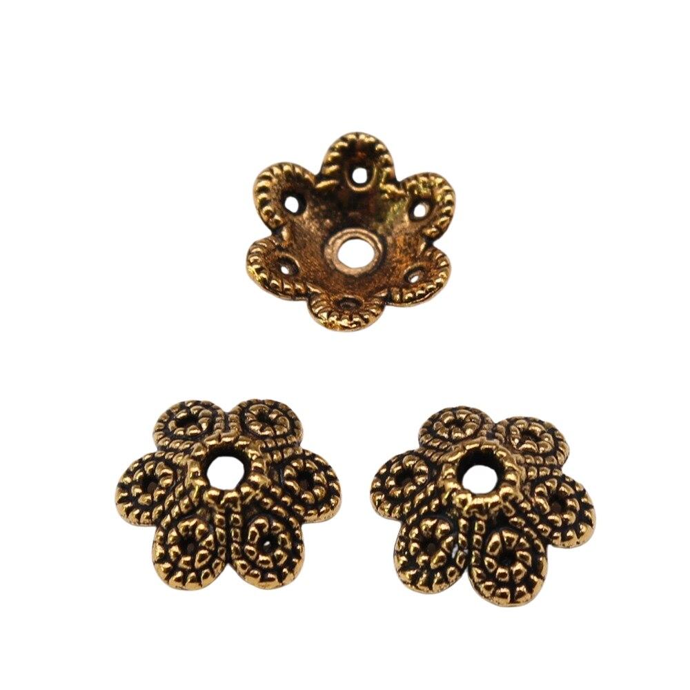 50шт шапочки-подвески для изготовления ювелирных изделий цвета античного золота 10х4мм