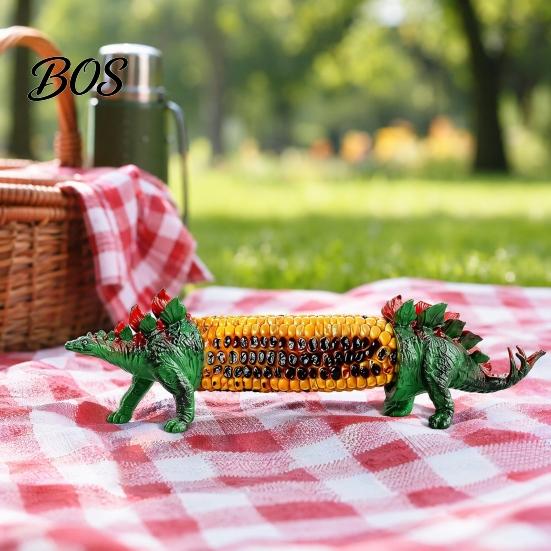 Food Safe Corn Holder Dinosaur Fork, with Durable PLA Handles And Stainless Steel Party Forks Pins, Novelty Heat Protection Holders, for BBQ