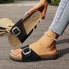 Fashion Women's Summer Cork Slippers 2025 New Outdoor Beach Flip Flops Fashion Leather Orthopedic Sandals With Adjustable Buckle