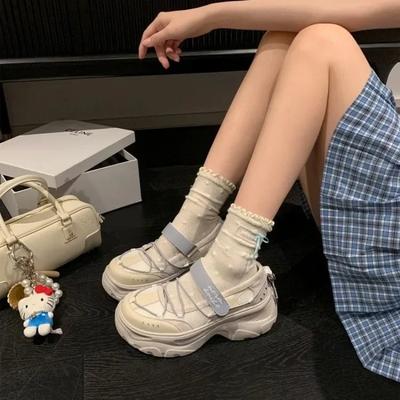 Туфли Мэри Джейн на толстом каблуке, летние новинки, женские, удобные спортивные сандалии, увеличивающие рост, повседневные, универсальные, лоферы-слипоны